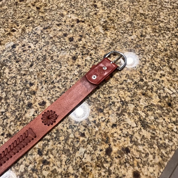 Western Tooled Leather Woven Belt Made in Mexico Men’s Size 38 *Measurements* - Picture 3 of 11